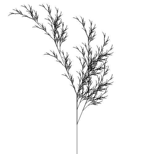 A black-and-white generated line-image of a plant